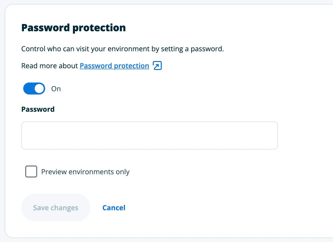 Password form modal in Headless Platform